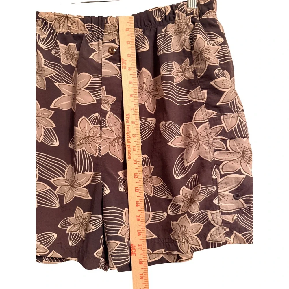 Tommy Bahama Bungalow Brand Mens XL Floral Swim Trunks Plum Brown Nylon Shorts